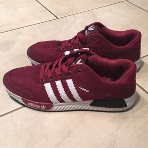 Maroon adidas sneakers